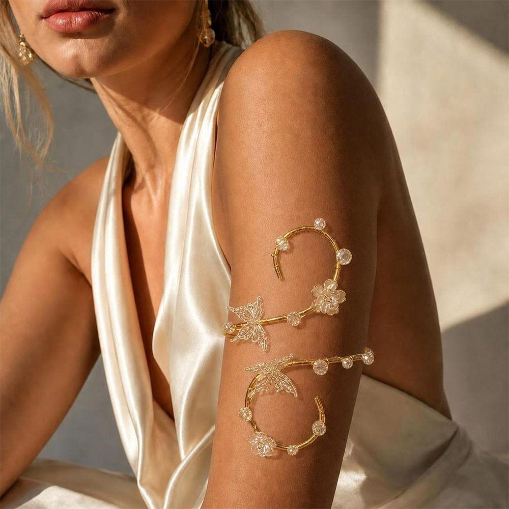 Verstellbares Oberarmband Schmetterlingsblume Offener Armreif Mode Körperschmuck Manschette Damen