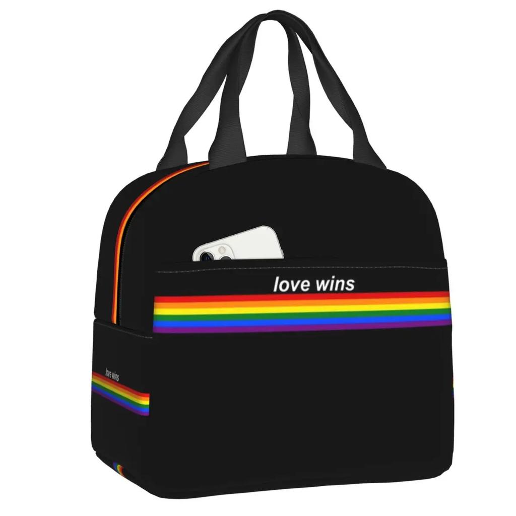 Gay Pride Flag Drip Design Insulated Lunch Bag Women Resuable LGBT Rainbow Lesbian Thermal Cooler Lunch Box Office Picnic Travel