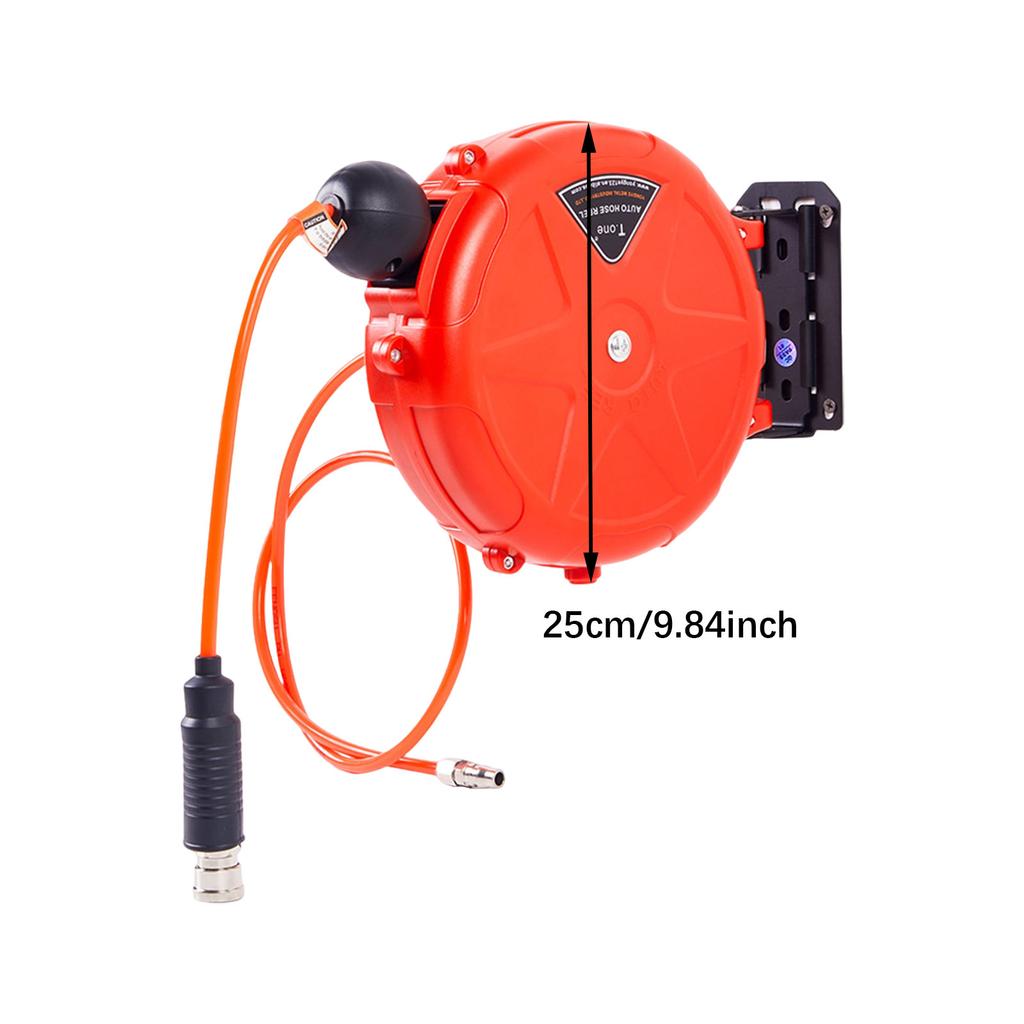 Avvolgitubo ad aria retrattile automatico con tubo dell'aria da 10M, riavvolgimento lento per lavaggio auto all'aperto, officina, garage, irrigazione giardino