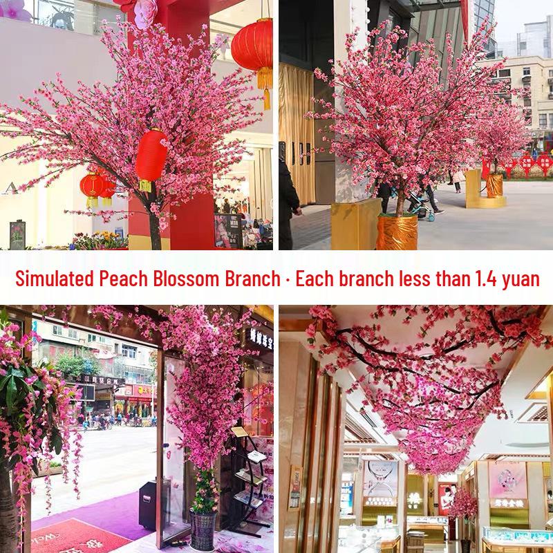 Silk Peach, Plum, and Cherry Blossom Arrangement – Indoor Floor Decoration