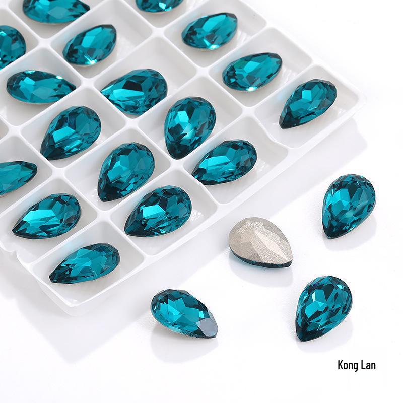 High-Grade K9 Teardrop Rhinestone DIY Jewelry Accessory - Silver-Plated Base with Irregular Crystal Glass Drill, Pointed Bottom