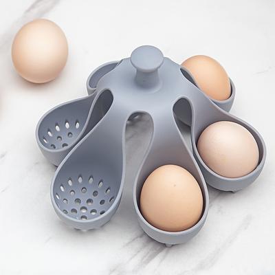 Portable Silicone Boiled Egg Holder Anti-scald Fast Cooking Egg Cooker High Temp Resistant with Handle Egg Steamer Tray