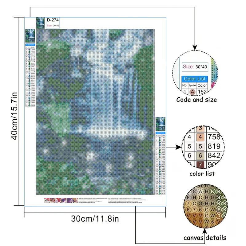 5D Diamond Painted Waterfall, Full Diamond Mosaic Landscape, Diamond Embroidery, Natural Scenery