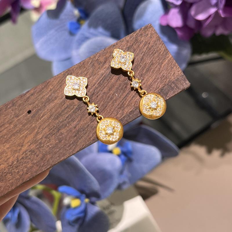 Brushed Small Persimmons, Persimmons, Ruyi Full Diamonds, Lucky Four-Leaf Clover Earrings, Bracelet, Premium Light Luxury Set