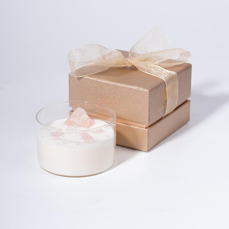 Transparent Glass High-looking Souvenir Gift Box with Long-lasting Fragrance Natural Crystal Stone Fragrance Scented Candle