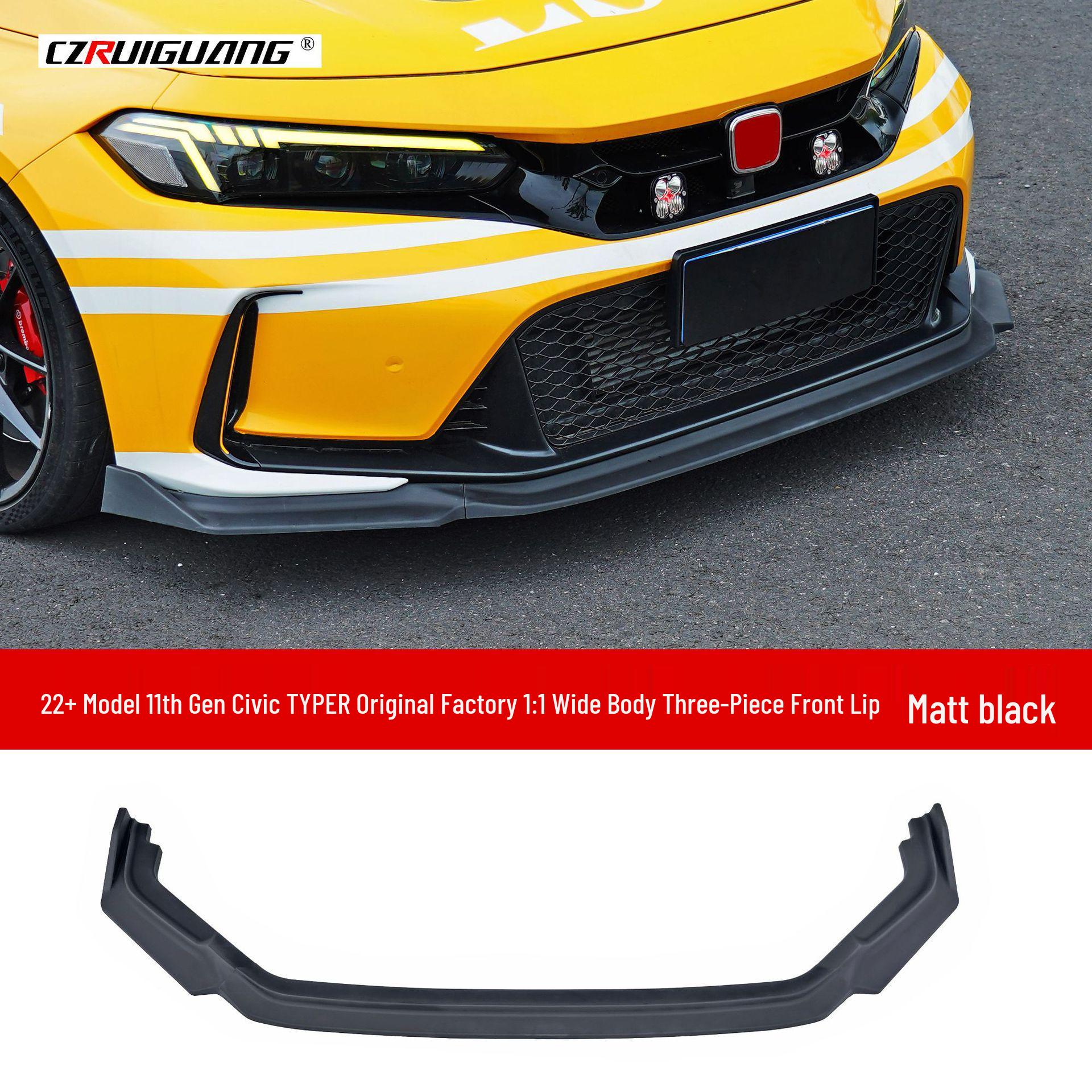Широкий обвес для Honda Civic TYPER TR 2022 года: Трехкомпонентный передний сплиттер, передняя губа и угловые защиты