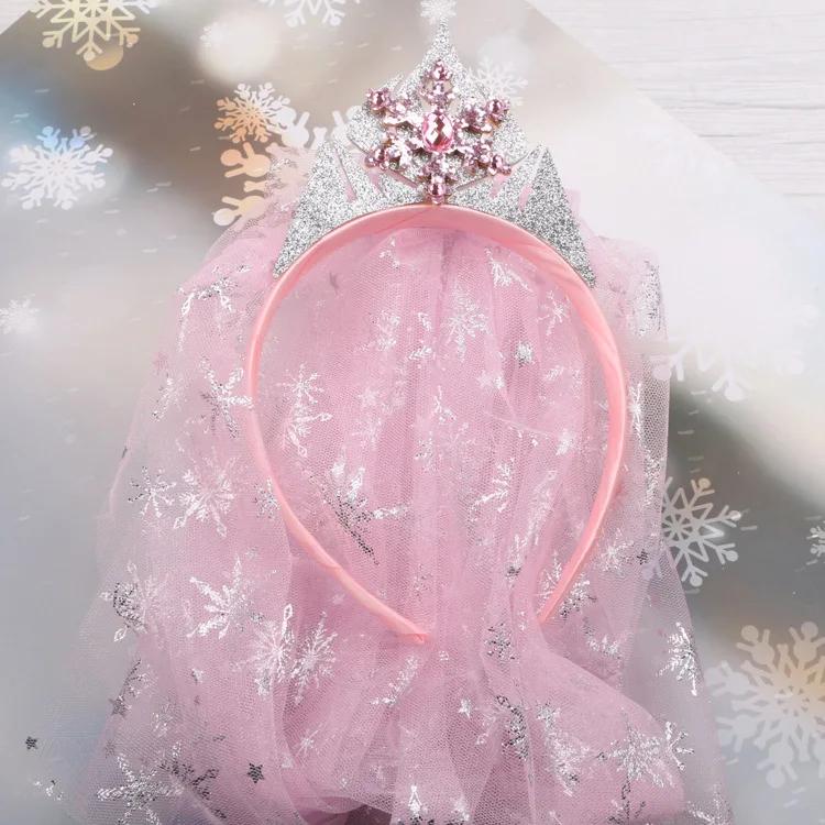 

Повязка на голову, волшебная палочка, серия «Холодное сердце», ювелирные изделия принцессы, модная повязка на голову с вуалью и короной, повязка на голову для девочек и детей, подарки на день рождения