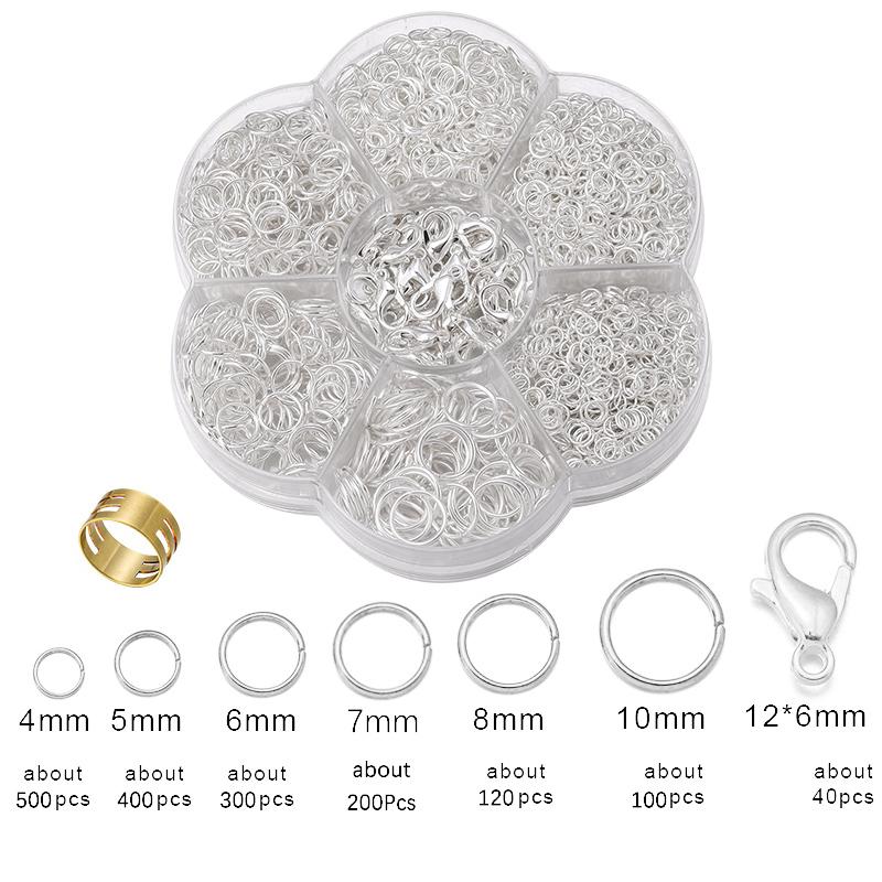 1 Box Biegeringe DIY Schmuckzubehör-Set für Anfänger Offene Biegeringe Schmuckherstellung Schlüsselanhänger Halsketten Reparatur mit Öffner-Werkzeug