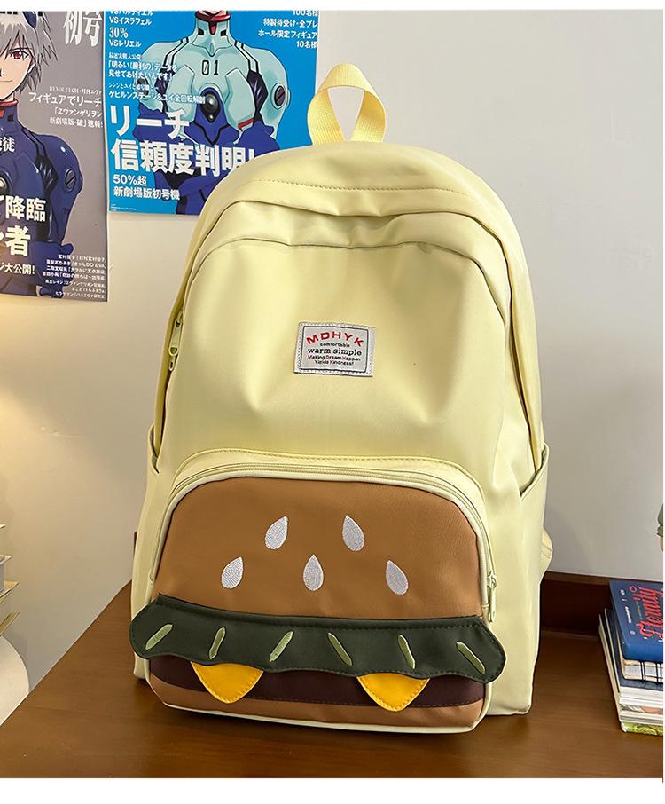 School Bag 2025 New Design Sense Niche Backpack Hamburger Cute Large Capacity Campus School Bag Leisure Travel Backpack