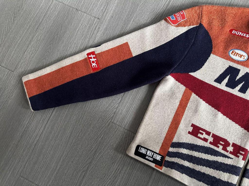 Heavyweight Men's Biker Racing Knit Cardigan Jacket