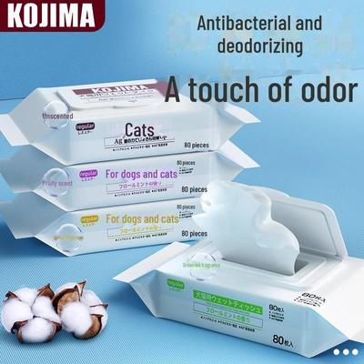 Lingettes humides Kojima Pet pour chats, chatons et chiens – Nettoyant désodorisant sans bain