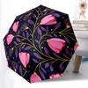 1PC Floral Pattern Automatic Folding Umbrella Portable Collapsible 8-Rib Umbrella for All Seasons, Casual Outdoor Accessory, A29