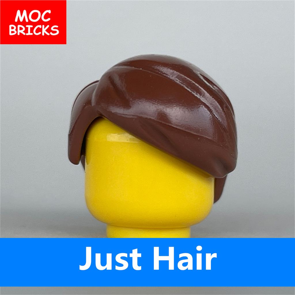 Non-Toxic 10Pcs/Lot Moc Bricks Brown Male Hairs For 4Cm Figure Body Wear Compatible With Major Brand Building Blocks Toys Dolls