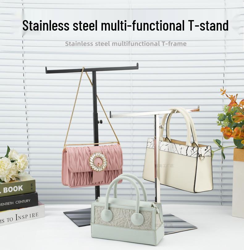 Stainless Steel T-Shaped Handbag & Scarf Display Stand