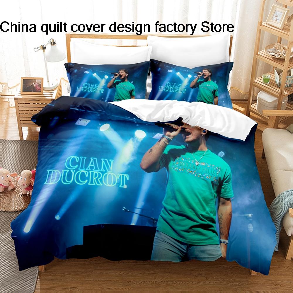 Cian Ducrot Pattern Bedding Set 3Pcs Duvet Cover Pillowcase Lightweight Microfiber Bed Linen Home Bedroom Decor For Music Fans