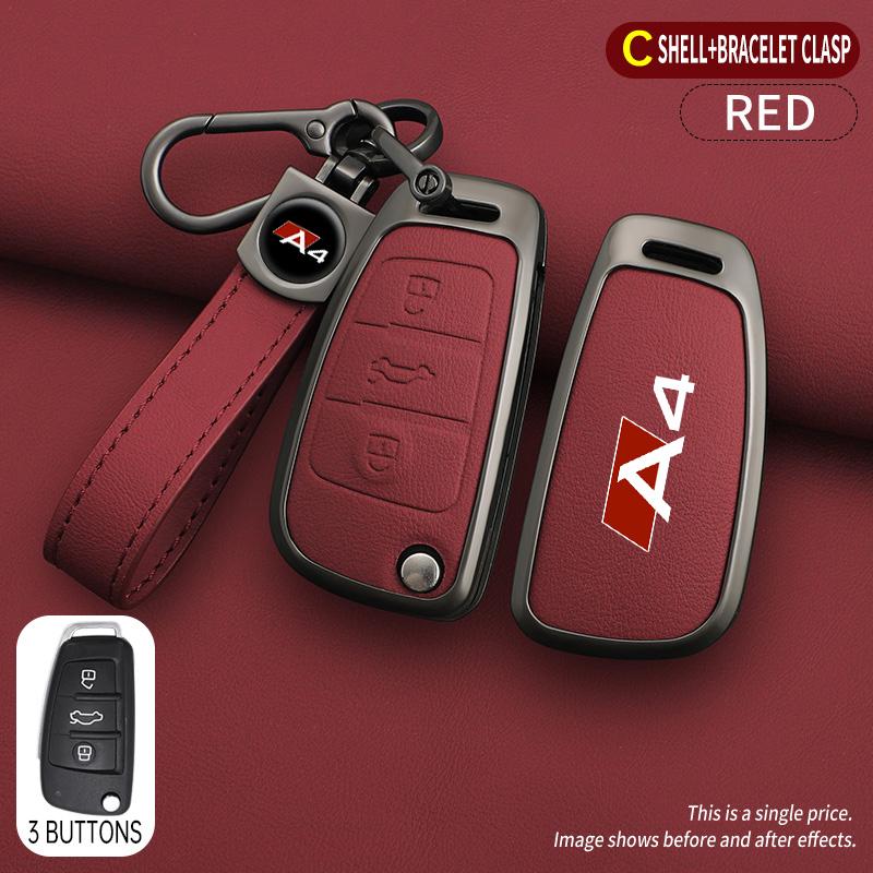 Zinc Alloy Leather Car Remote Key Cover Case for A4 b6 b7 b8 b9 Protection Shell Fob Keychain Keyless Interior Accessories