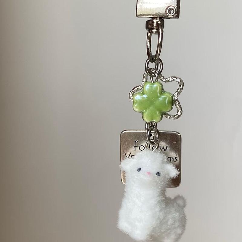Flockad Tecknad Nyckelring Sött Djurhänge Väskdekoration Nyckelring Telefonkedja Snodd