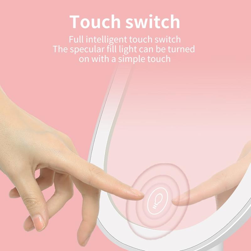 20 LED Makeup Mirror Cosmetic Mirror Touch Dimmer Switch Battery LED Light Vanity Mirror with Desktop Stand | Bath Mirrors