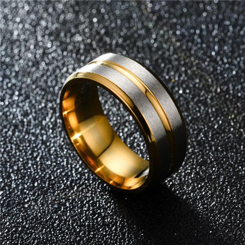 Blue & Gold Double Bevel Rings: Customizable European & American Design