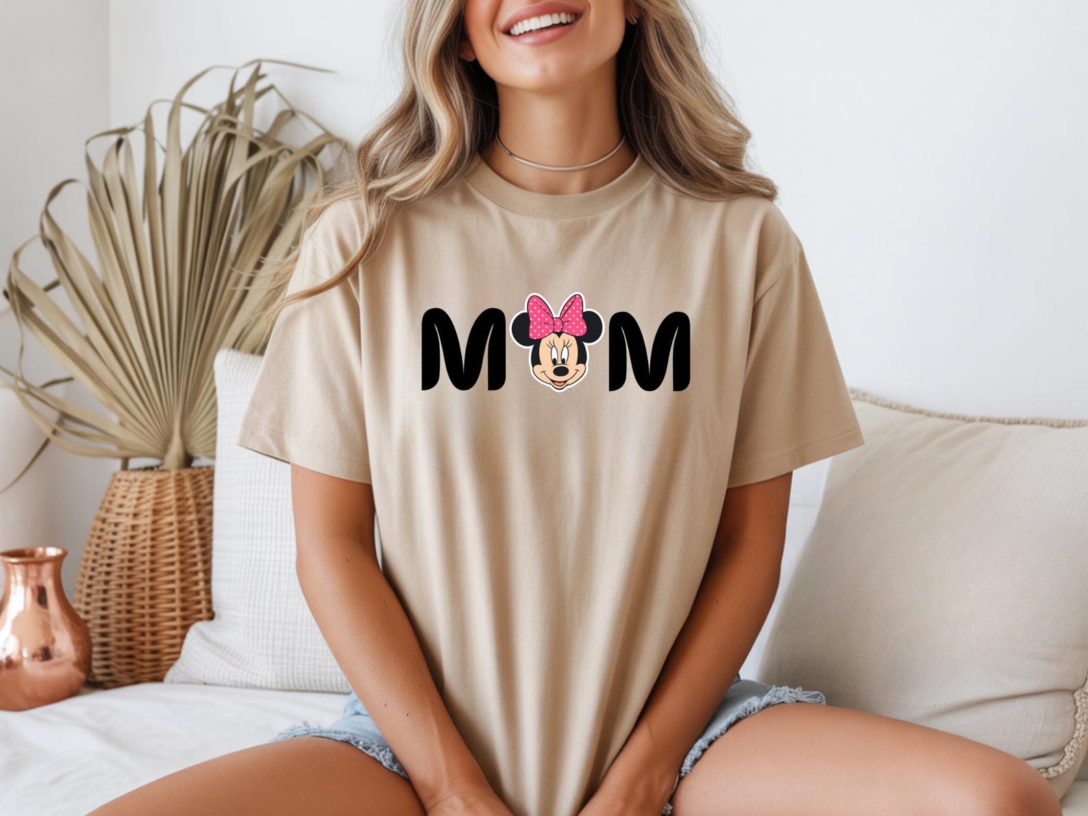 Mom Minnie Mouse Tee, Pink Bow Disney Mom Shirt, Mother s Day Gift M
