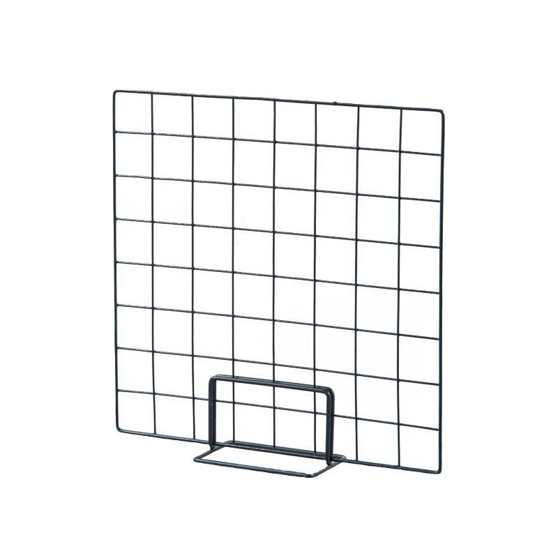 Movable Vertical Iron Mesh Grid Display Stand for Desktop Support