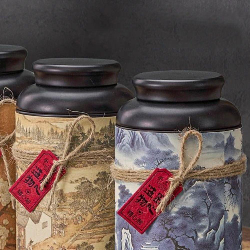 Portable Tea Can Vintage Metal Storage Box Decorative Accessories Tea Storage Jar Living Room