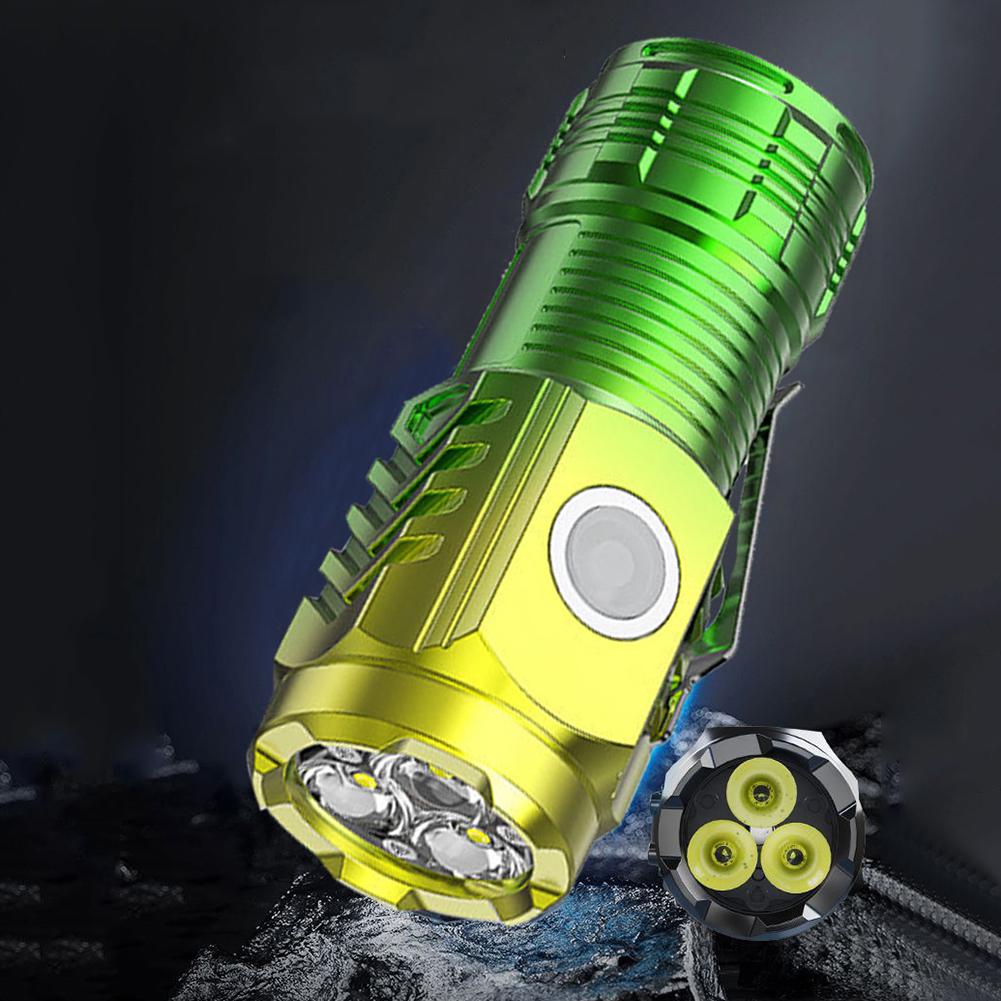 3 LED Compact Camping Torch Type C/Micro USB Charging Portable Flashlight Multifunction Flashlight for Outdoor Fishing Emergency
