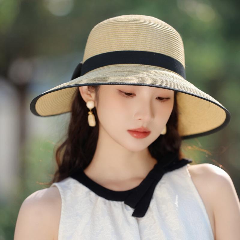 

Hat Women s Shade Sunscreen Hat Premium Summer Sun Hat Outdoor Bow Lafite Straw Hat average size