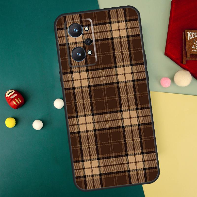 Brown Plaid For Realme GT7 Pro 15 13 10 11 12 14 Pro Plus C55 C71 C75 C67 C63 C61 C53 C35 C65 GT6 Case