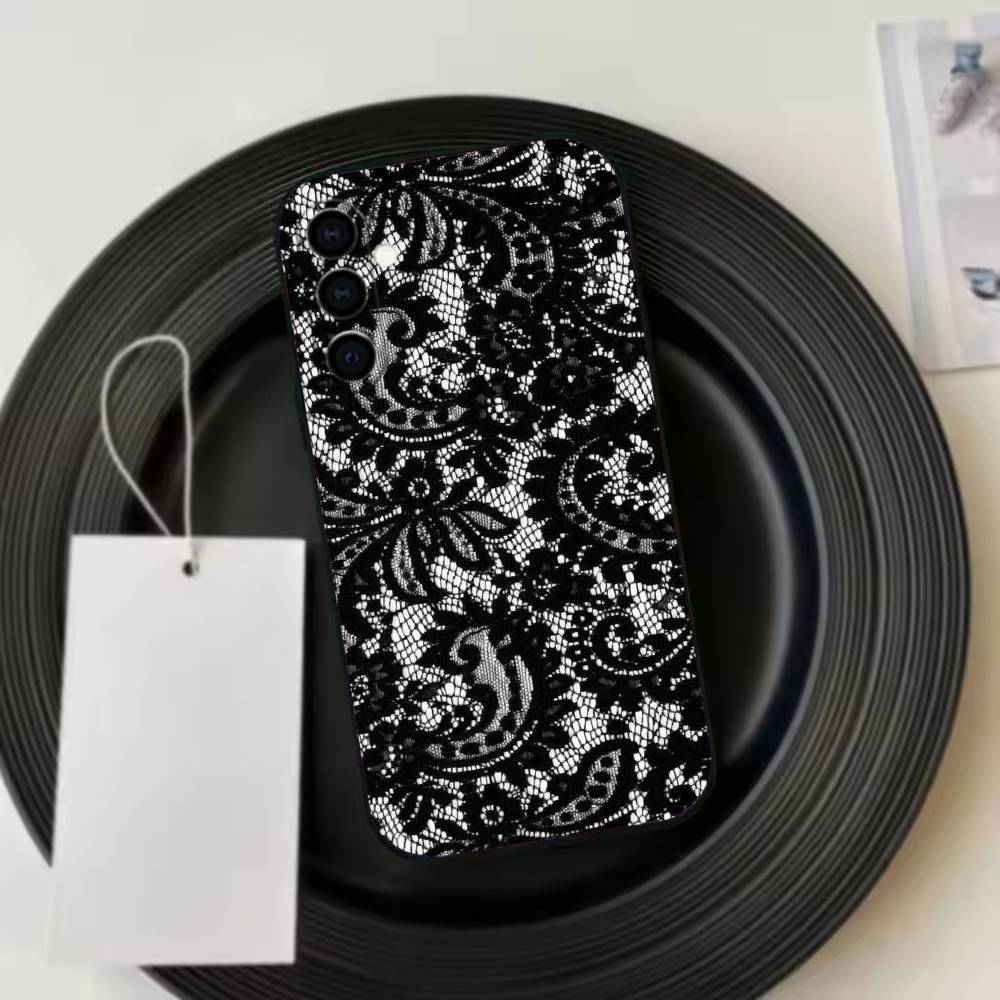 Sexy Lace P-Print Phone Case Black Silicone Soft For Samsung Galaxy A73,A72,A71,A70,A53,A52,A51
