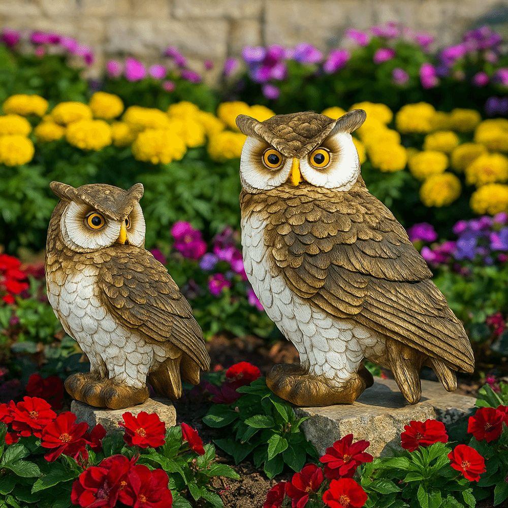 Simulated Owl Statue Resin Desktop Ornament Micro Landscape Bird Miniature Figurine  Office