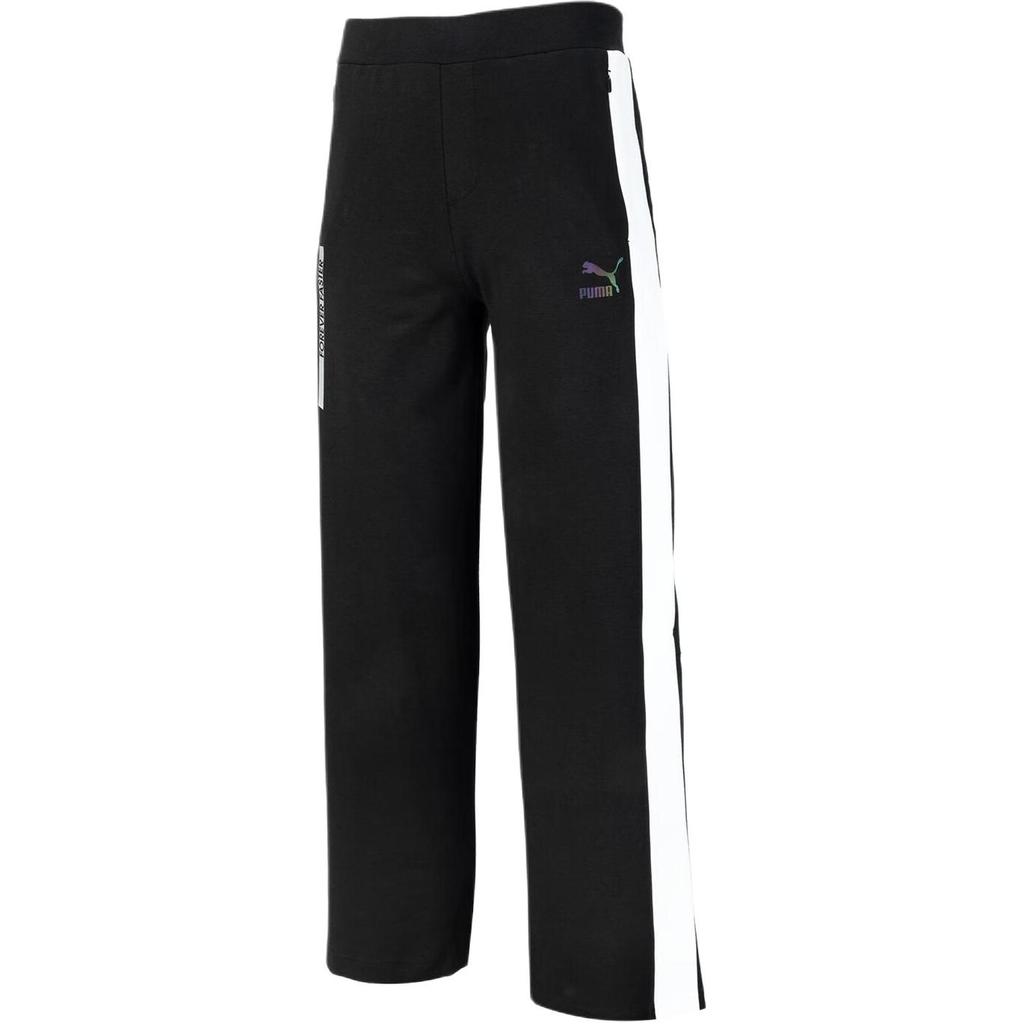 Puma Logo Letter Print Spliced American Vintage Wide-Leg Knitted Sports Pants Women pants Black 538852-56
