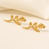 Elegant Plant Rose Flower Leaf Ear Studs For Women Men Accessories Real Gold Plated Stainless Steel Earrings Kpop Fashion Aretes