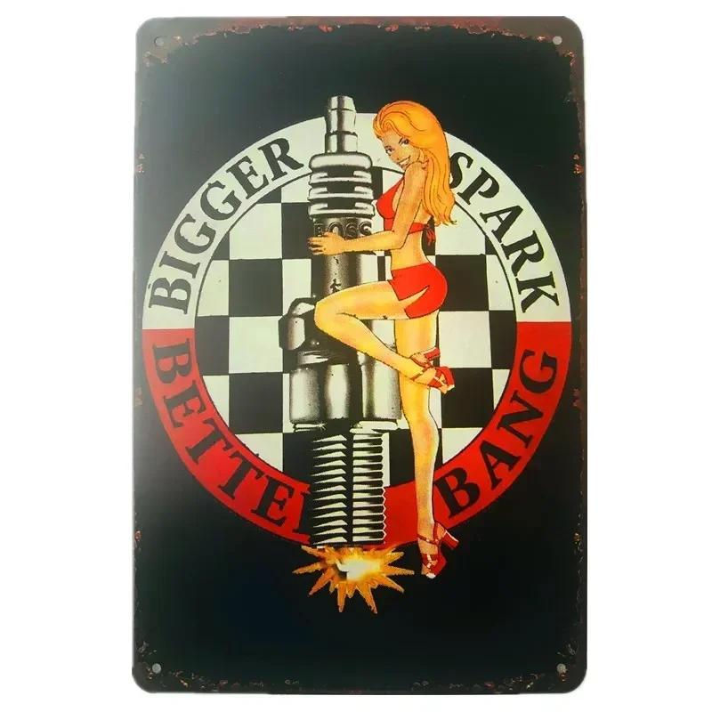 Pin Up Girl Metal Tin Signs Vintage Wall Art Painting Bar Pub Cafe Shop Home Decor Sexy Lady Poster Plate Plaque