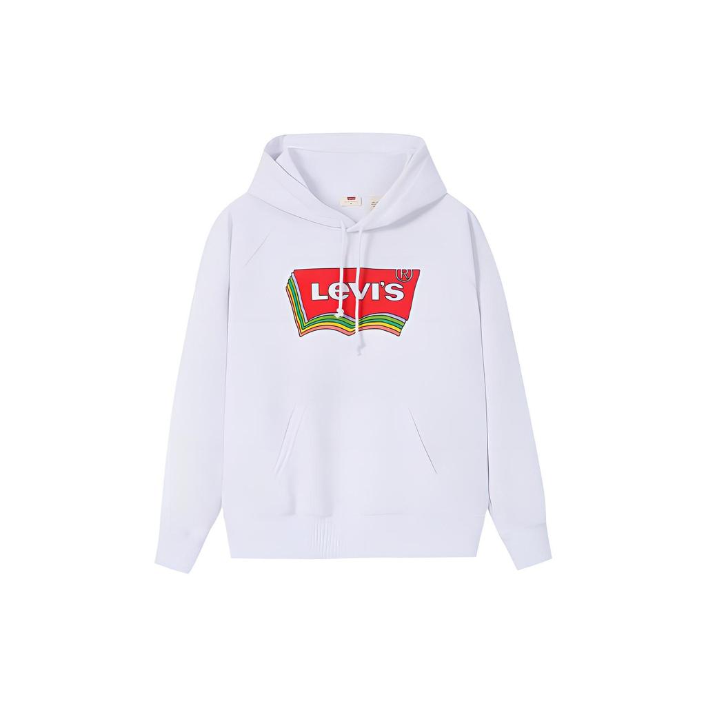 Levis FW22 Logo Print Drawstring Hoodie Women hoodies White A3798-0002