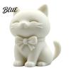One-piece Molded Cat Bow Collectible Printed Sitting Statue Figure 3D Figurine with Non-discoloring Ornament Cute Kitten Sculpture Tabletop