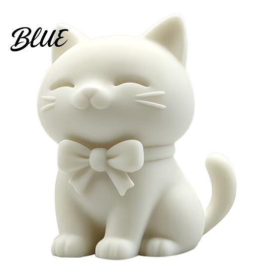 One-piece Molded Cat Bow Collectible Printed Sitting Statue Figure 3D Figurine with Non-discoloring Ornament Cute Kitten Sculpture Tabletop