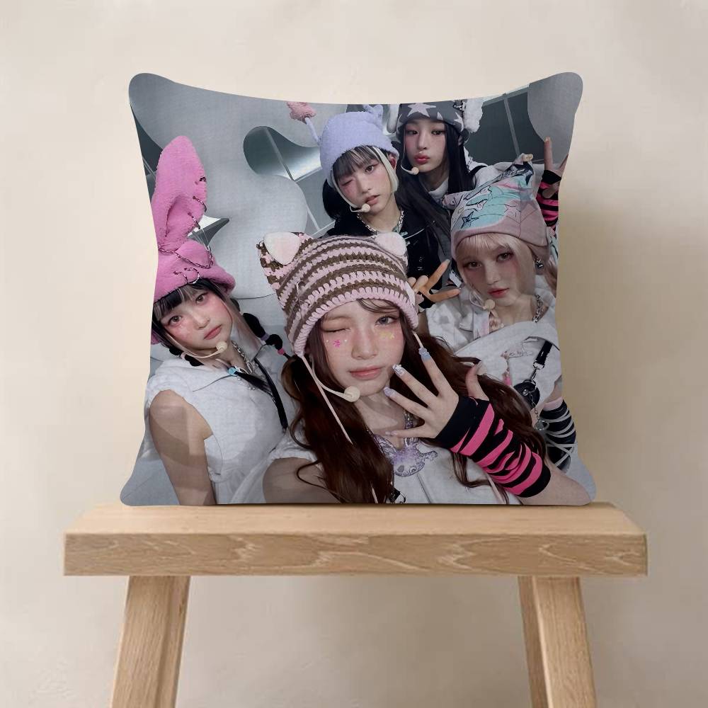 Kpop Singer N-New Jeans Office Cushion Pillowcase Car Cushion Cover45X45CM Lumbar Pillowcase Sofa Pillowcover
