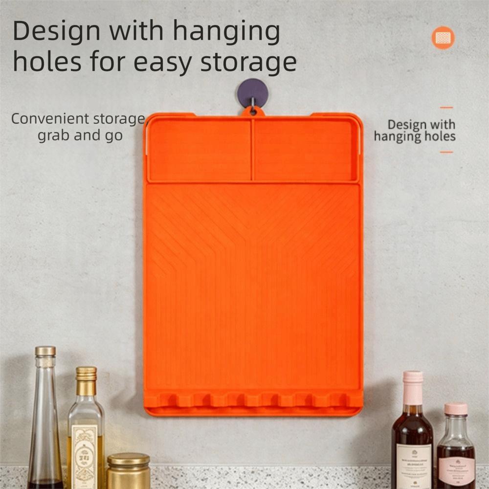 Silicone Mat Grill Tool Tray Raised Lip Grill Buddy Mat Reusable Grill Mat BBQ Tool Storage