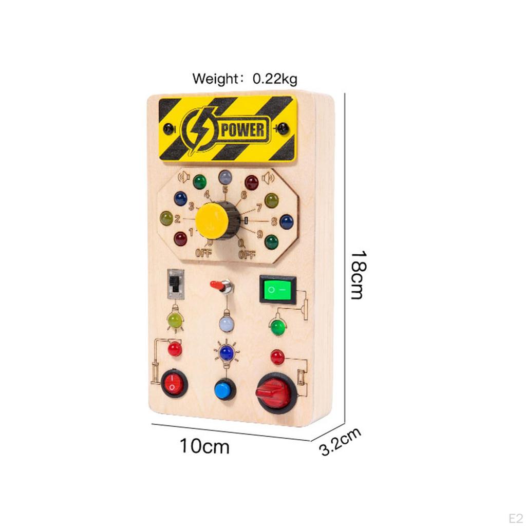Light up Busy Board Sensory Travel Toy, Fine Motor Skills, Switch Toy Circuit for