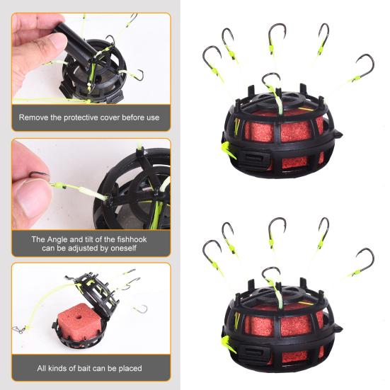 Reverse Bottom Bait Cage Fishing Hook 360-Degree Floating Design Full Strike Coverage Bait Cage Trap Fishing Hooks