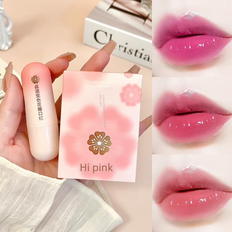 Rossetto Gelatina Petalo Trasparente Cristallo Cambia Colore, Idratante e Sensibile alla Temperatura