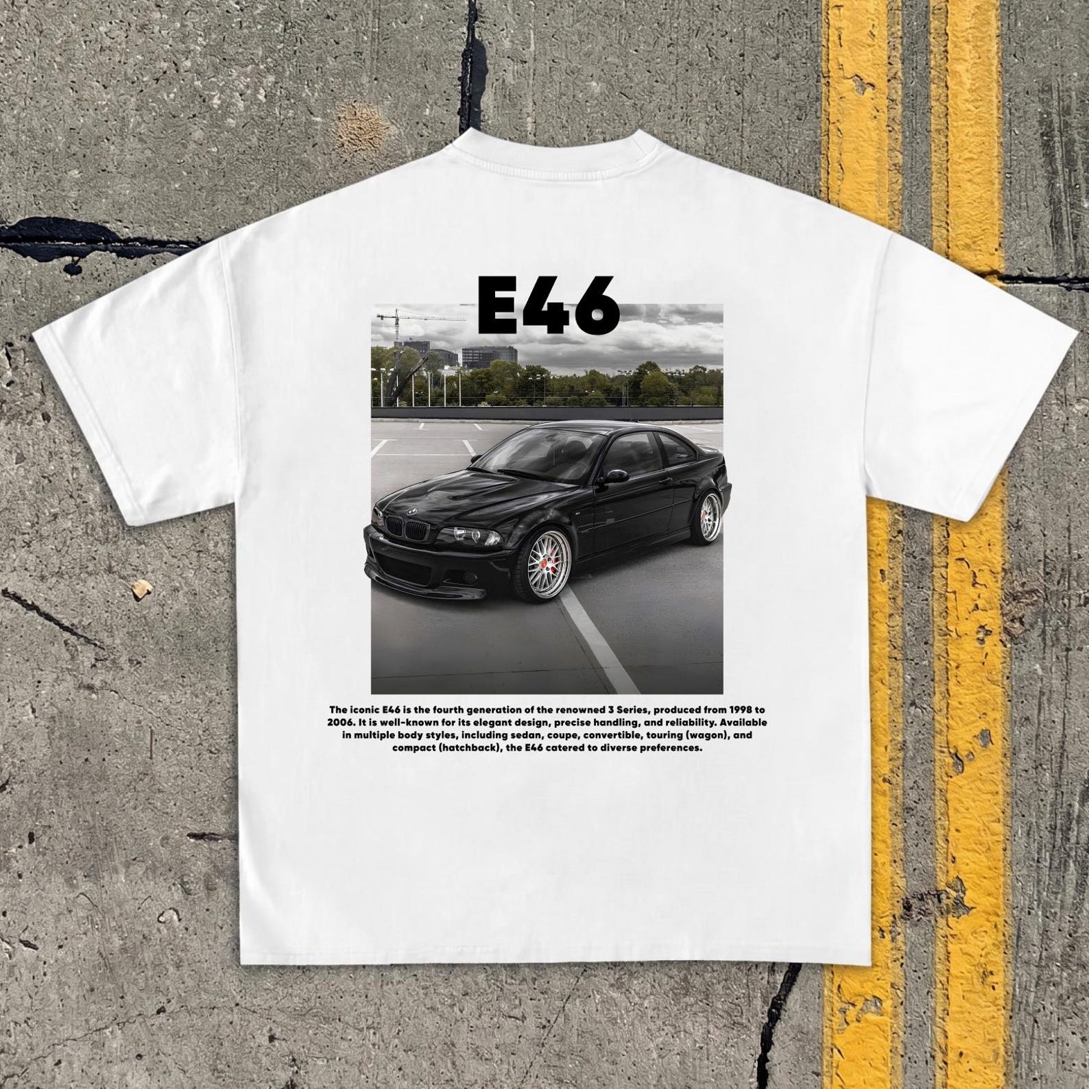 E46 Car Enthusiast Tee - Inline-Six Graphic T-Shirt - German Auto Racing Apparel - Classic Car Gift for Him M