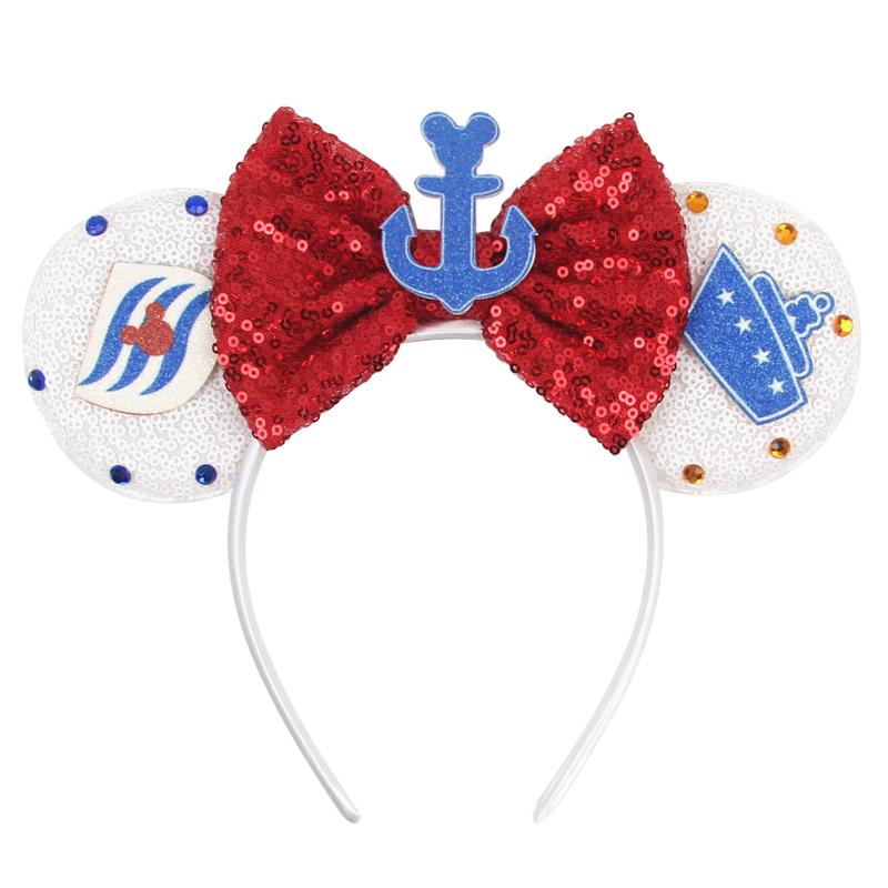 Cartoon Character Mouse Ears Headband Sequins 5" Bow Hairband For Girls Children Festival Party DIY Hair Accessories Gift