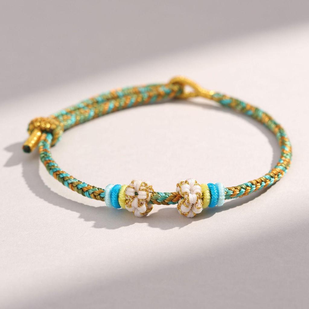 Handmade Eight-Strand Woven Red Rope Bracelet for Beading - Ethnic Style Birth Year Charm