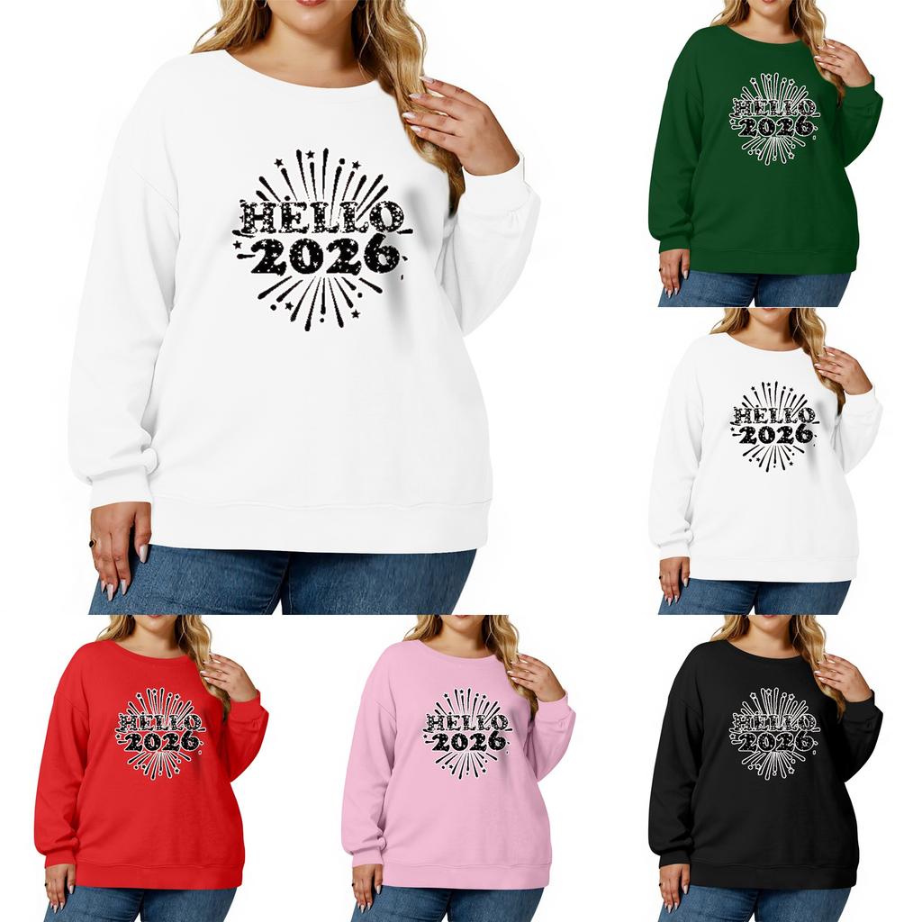 Women's Fashionable Casual Plus-Size Long Sleeve Pullover Printed Sweatshirt