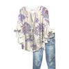 Summer Women's Tops V-Neck Seven Sleeve Shirt Spring Summer Floral Printed Tops Casual Shirt