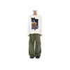 WE11DONE T-shirt Unisex Girocollo Manica Lunga con Fantasia Gatti FW23 Bianca WD-TT3-23-741-U-WH