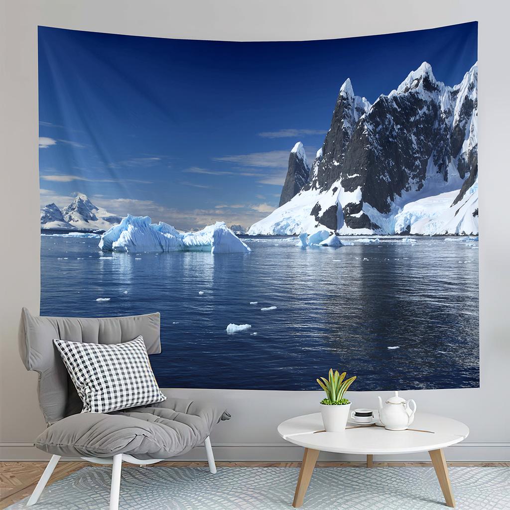 Antarctica Tapestry Glacier Ocean Tapestry Natural Landscape Tapestry Home Living Room Dorm Bedroom Aesthetics Decoration Tapes