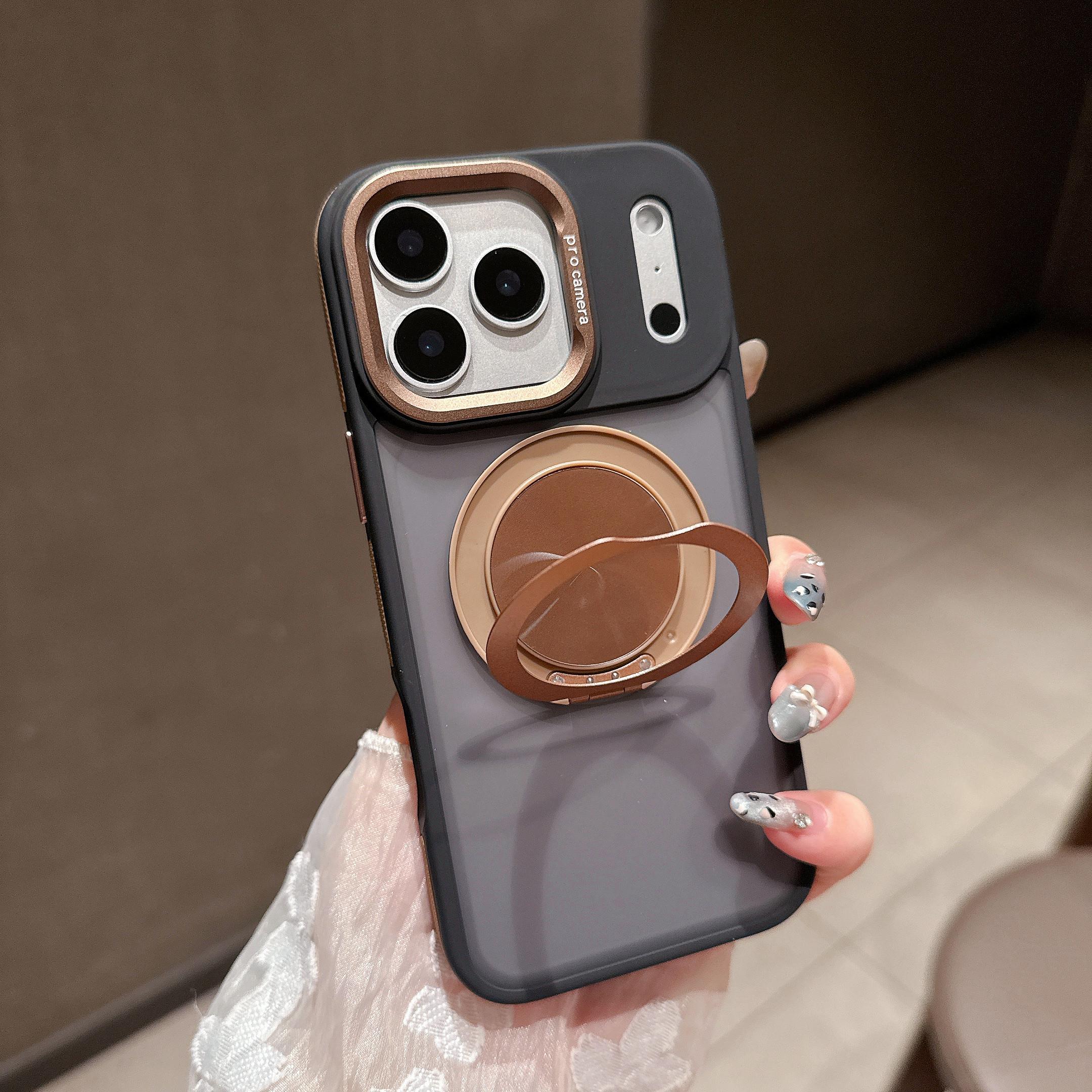 

For iPhone 17 Pro Max Case Compatible with MagSafe Rotating Kickstand Skin Touch PC TPU Phone Cover